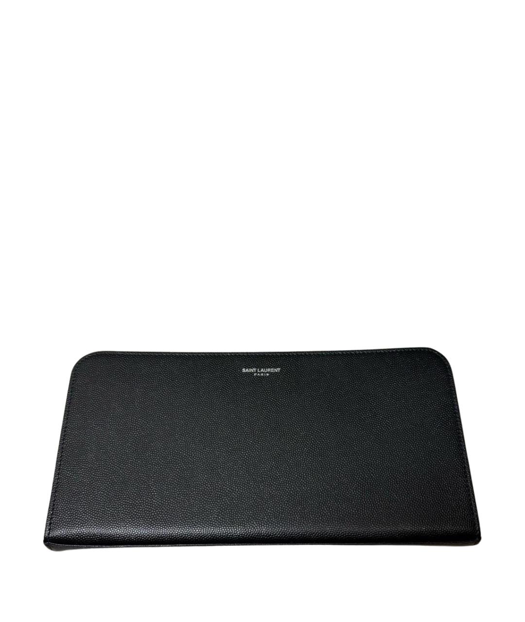 SAINT LAURENT Черный кожаный кошелек, фото 1