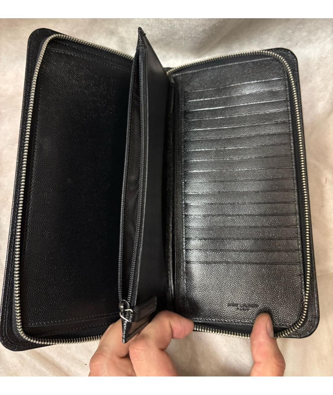 SAINT LAURENT Черный кожаный кошелек, фото 2