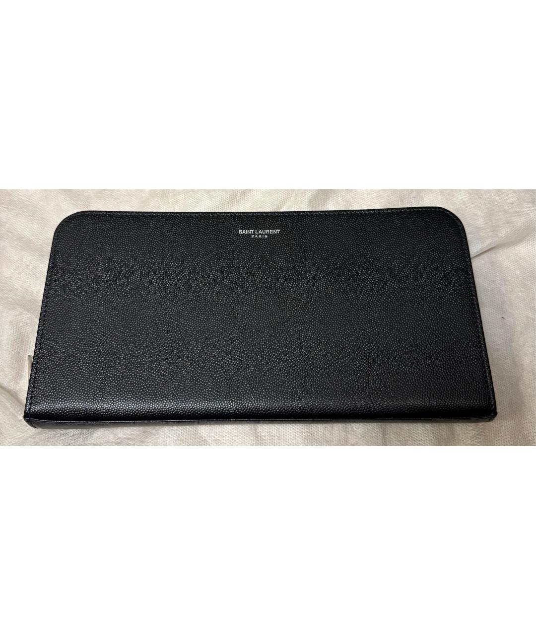 SAINT LAURENT Черный кожаный кошелек, фото 6