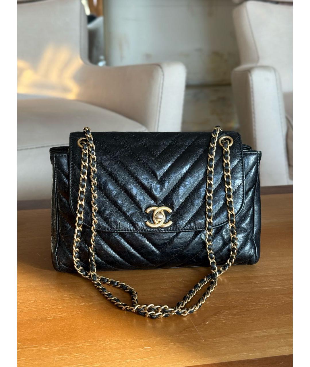 CHANEL Черная кожаная сумка через плечо, фото 2