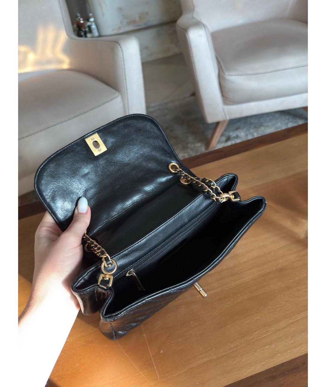 CHANEL Черная кожаная сумка через плечо, фото 8