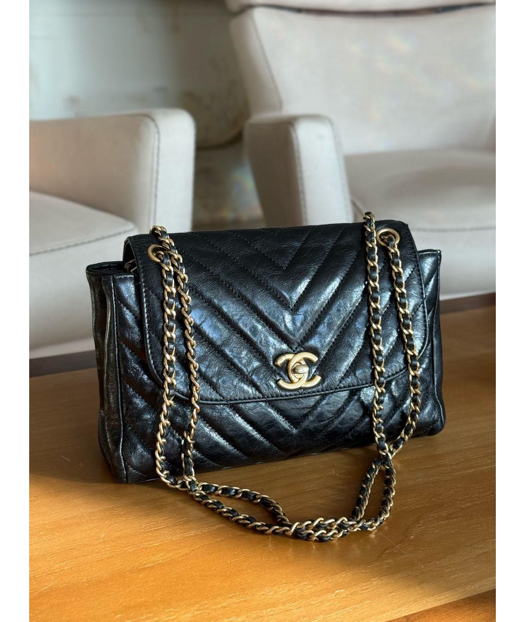CHANEL Черная кожаная сумка через плечо, фото 3