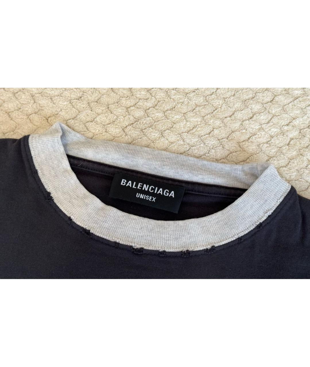 BALENCIAGA Антрацитовая хлопковая футболка, фото 3