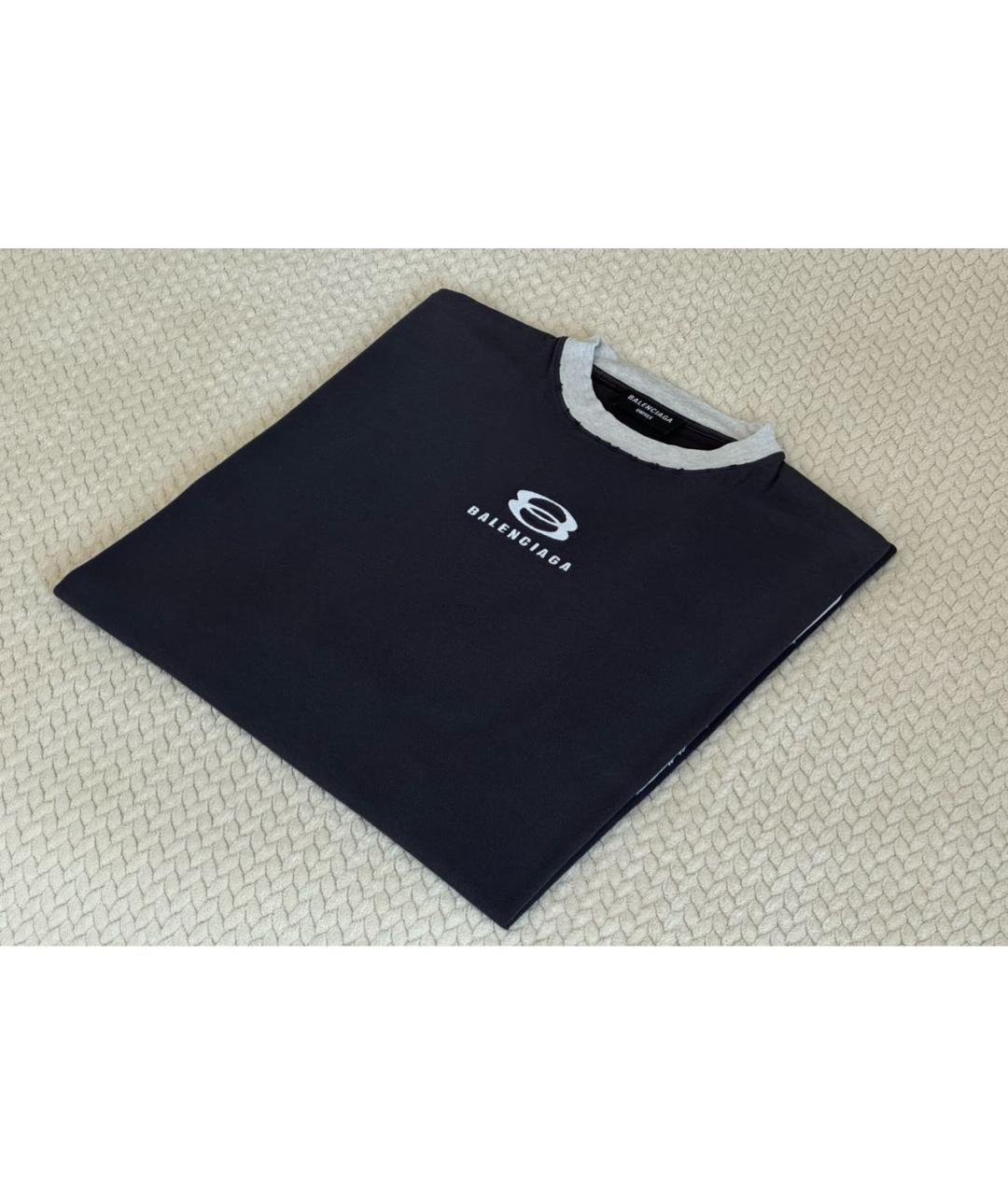 BALENCIAGA Антрацитовая хлопковая футболка, фото 4