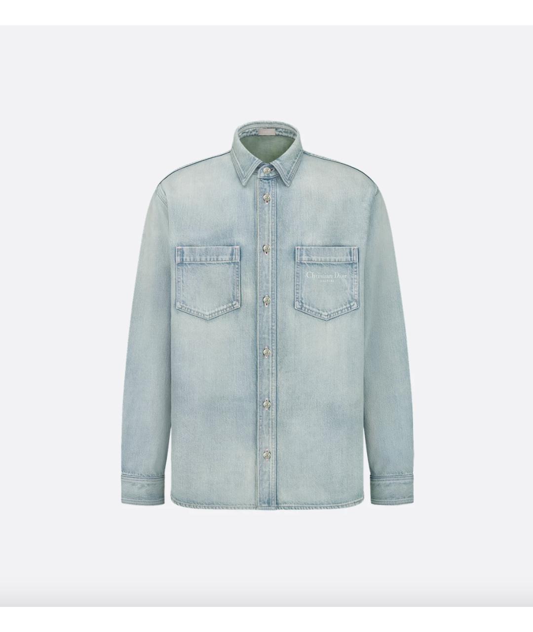 CHRISTIAN DIOR Голубая хлопковая кэжуал рубашка, фото 5