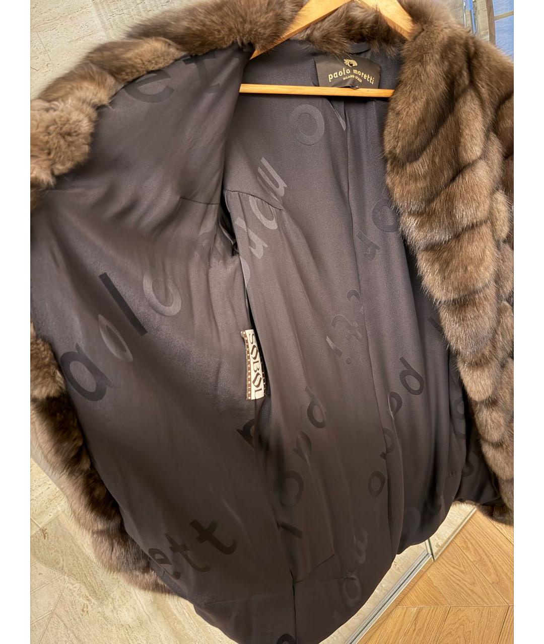 PAOLO MORETTI Коричневая меховая шуба, фото 3