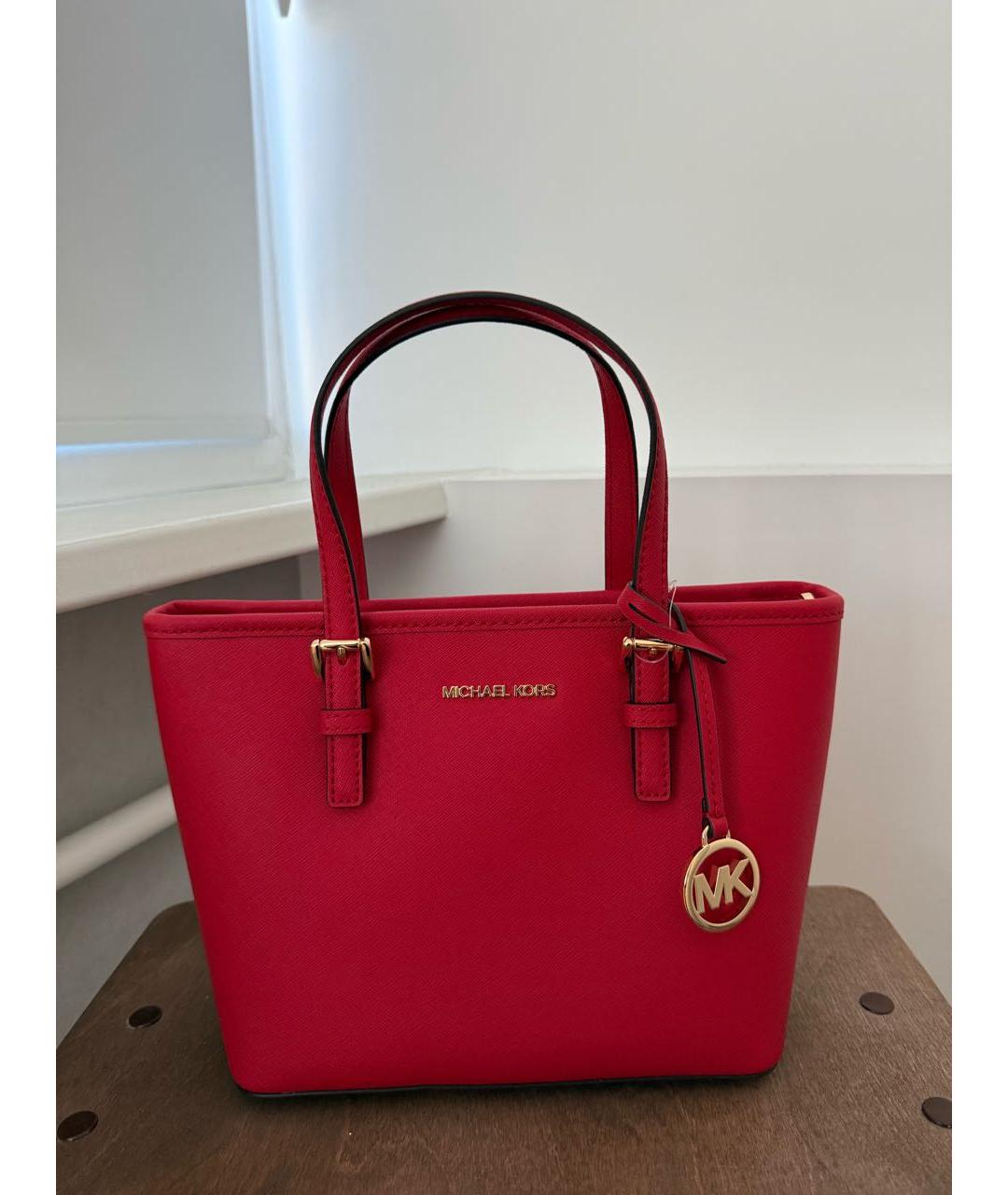 MICHAEL KORS Красная кожаная сумка тоут, фото 6