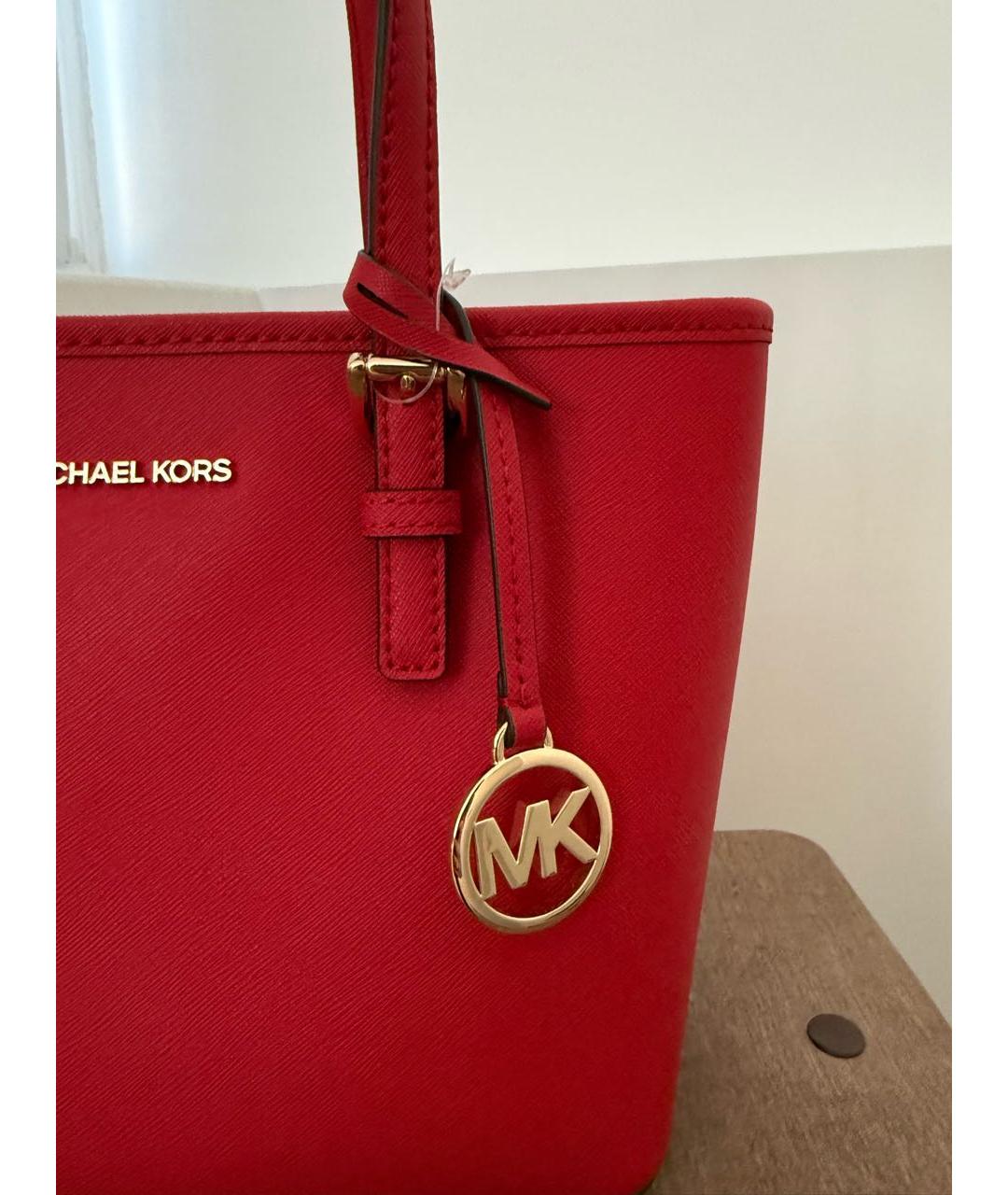 MICHAEL KORS Красная кожаная сумка тоут, фото 2