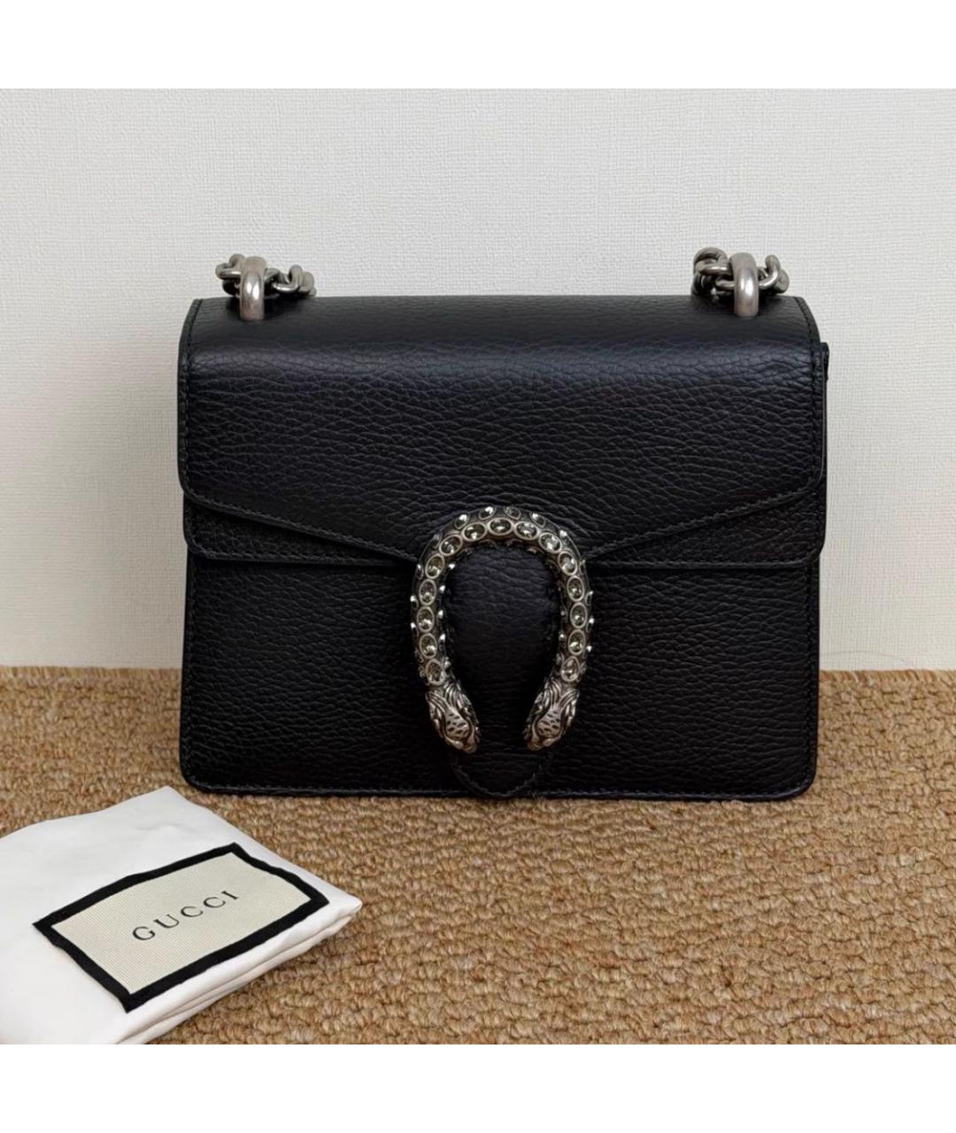 GUCCI Черная кожаная сумка через плечо, фото 6