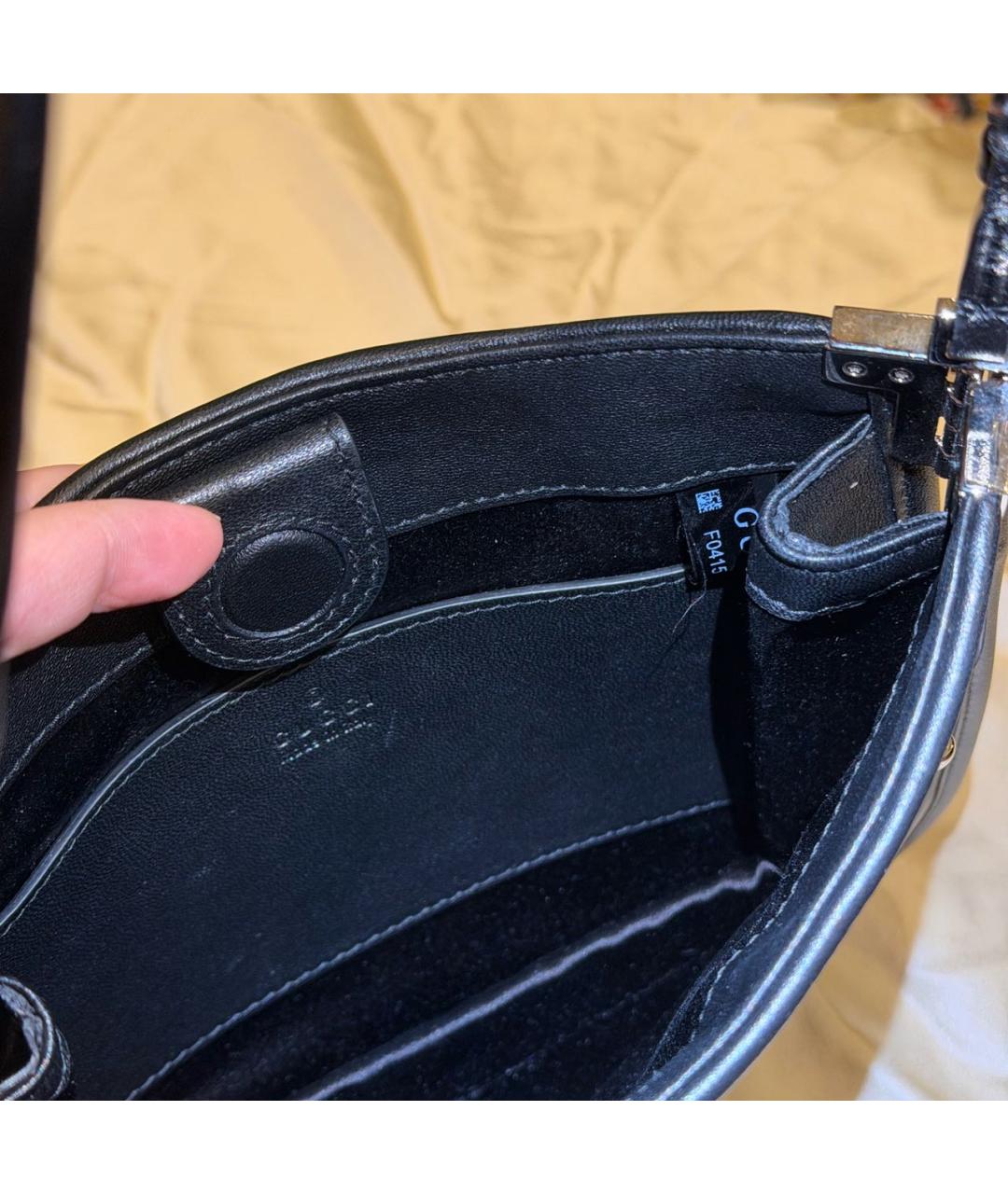 GUCCI Черная кожаная сумка с короткими ручками, фото 4