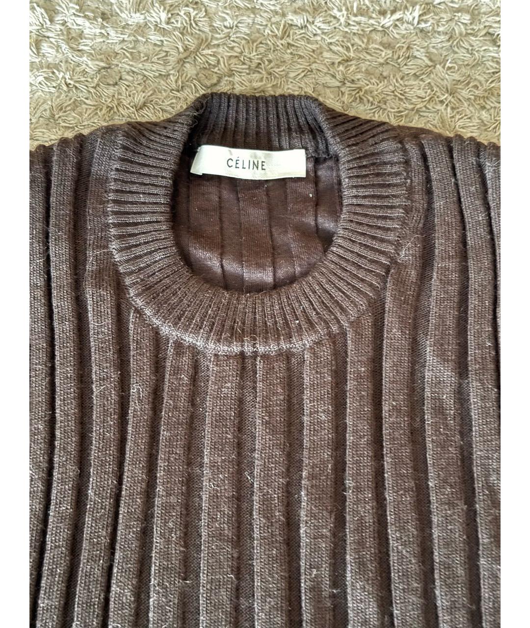 CELINE Коричневый шерстяной джемпер / свитер, фото 3