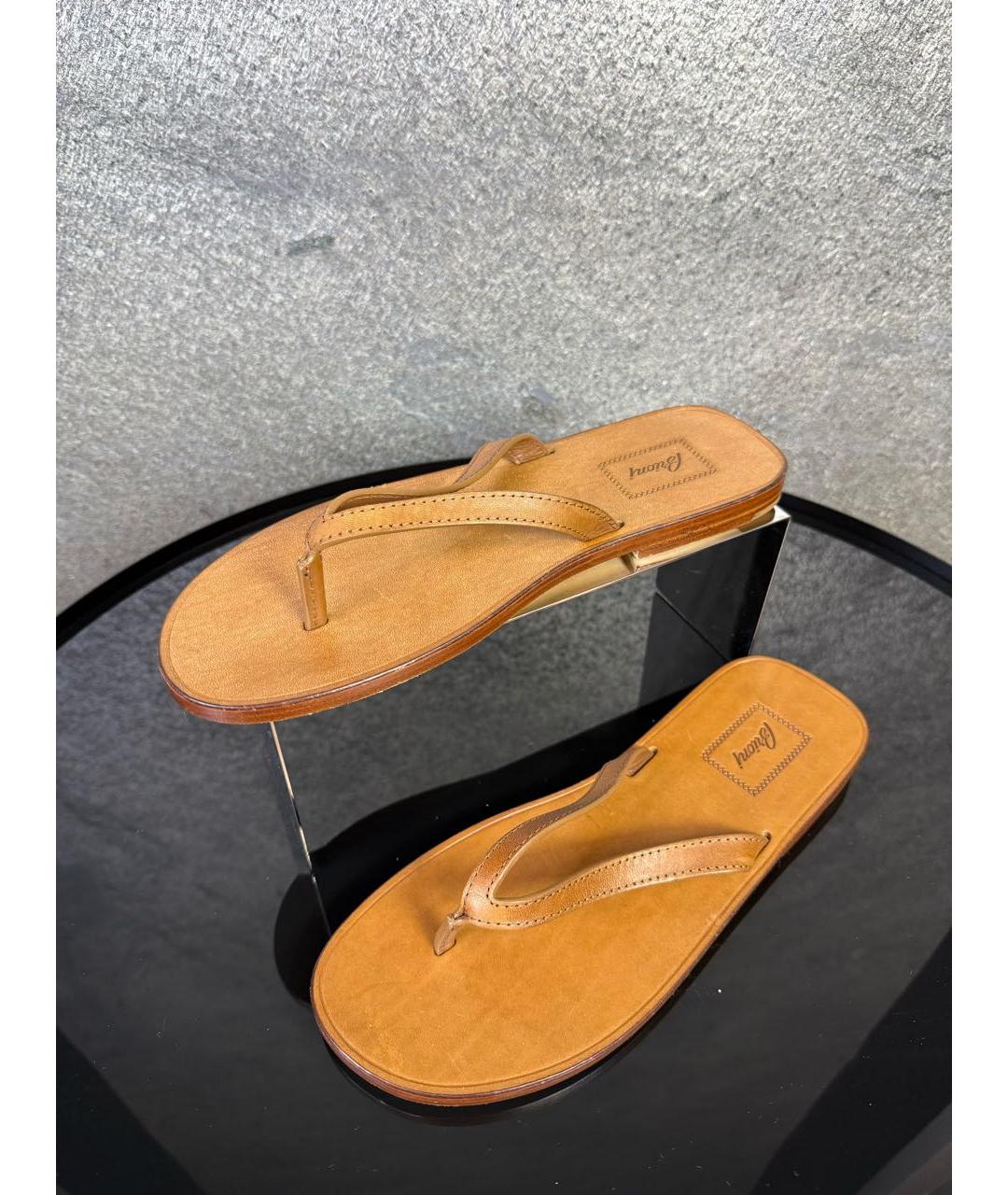 BRIONI Коричневые кожаные шлепанцы, фото 5