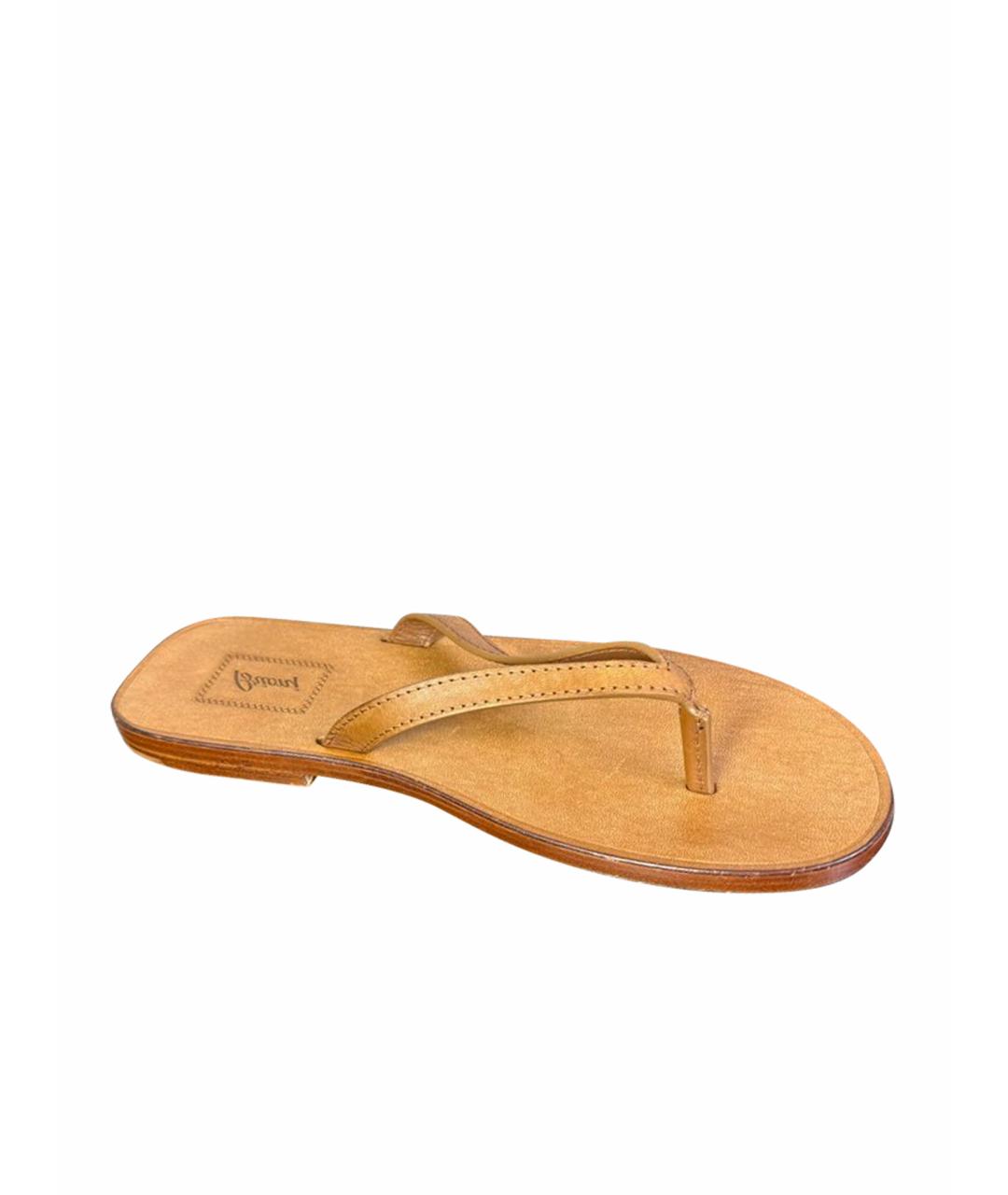 BRIONI Коричневые кожаные шлепанцы, фото 1