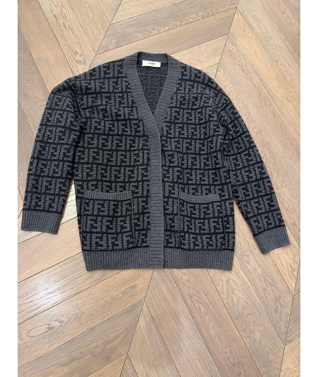 FENDI Серый кашемировый кардиган, фото 3