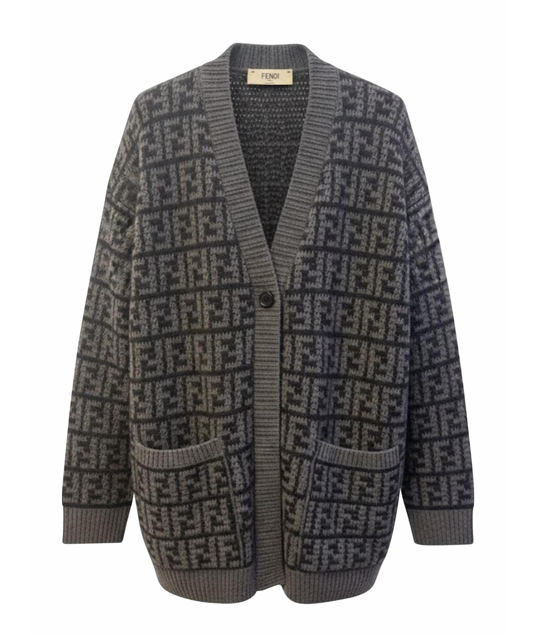 FENDI Серый кашемировый кардиган, фото 1