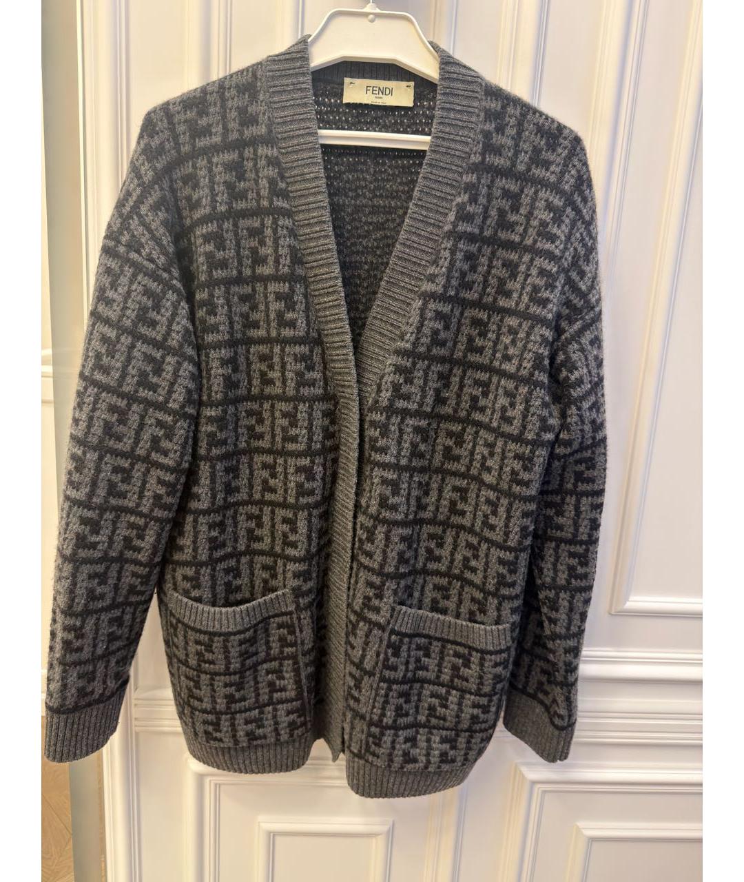 FENDI Серый кашемировый кардиган, фото 6