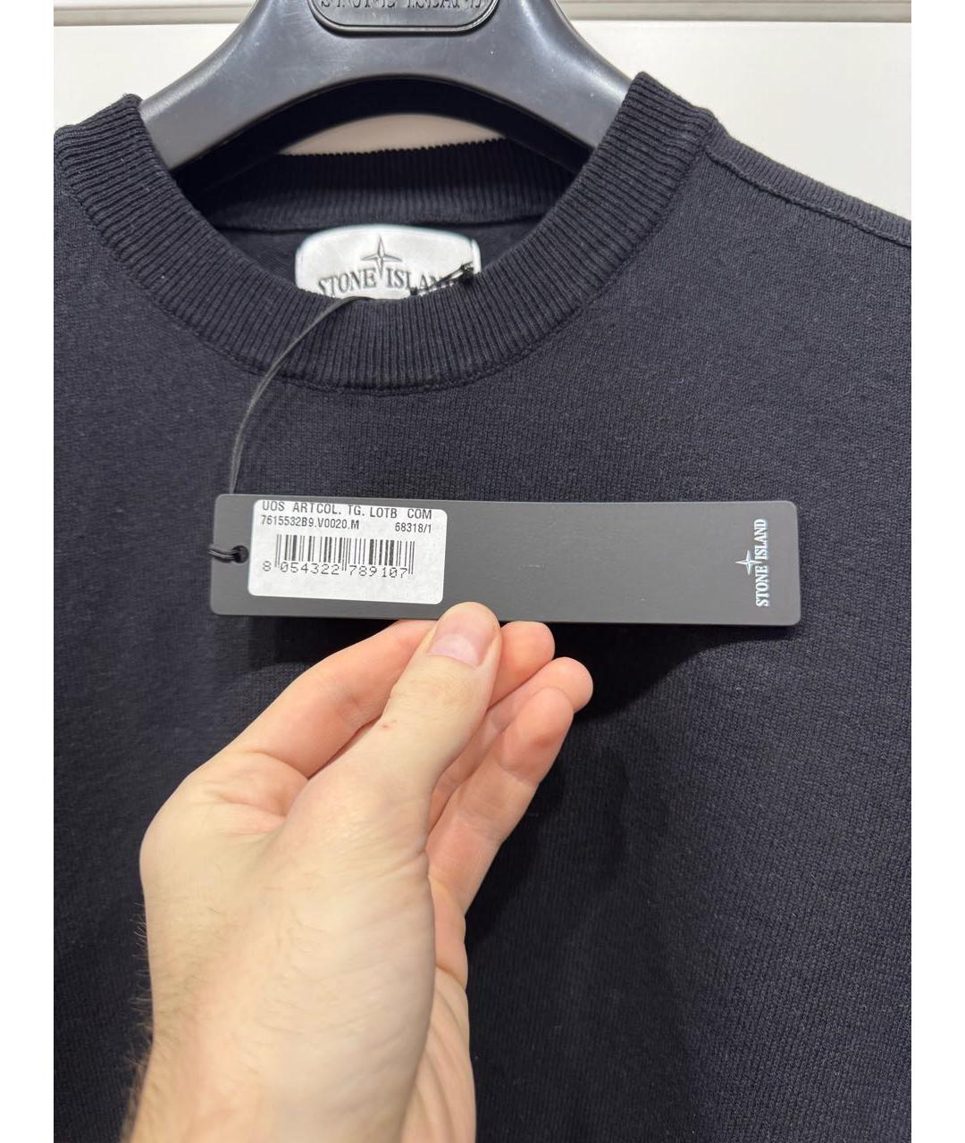 STONE ISLAND Черный хлопковый джемпер / свитер, фото 3