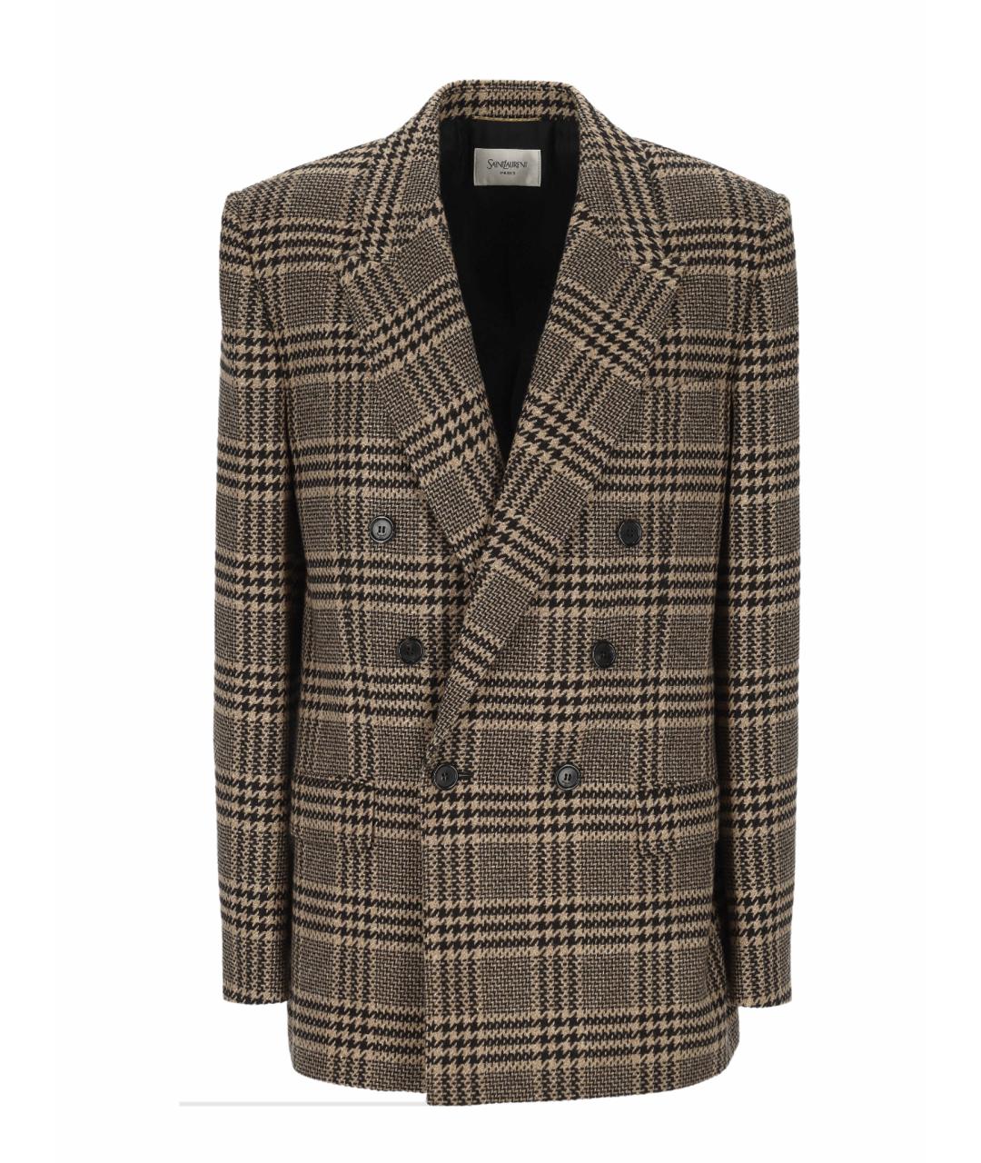 SAINT LAURENT Бежевый кашемировый жакет/пиджак, фото 1