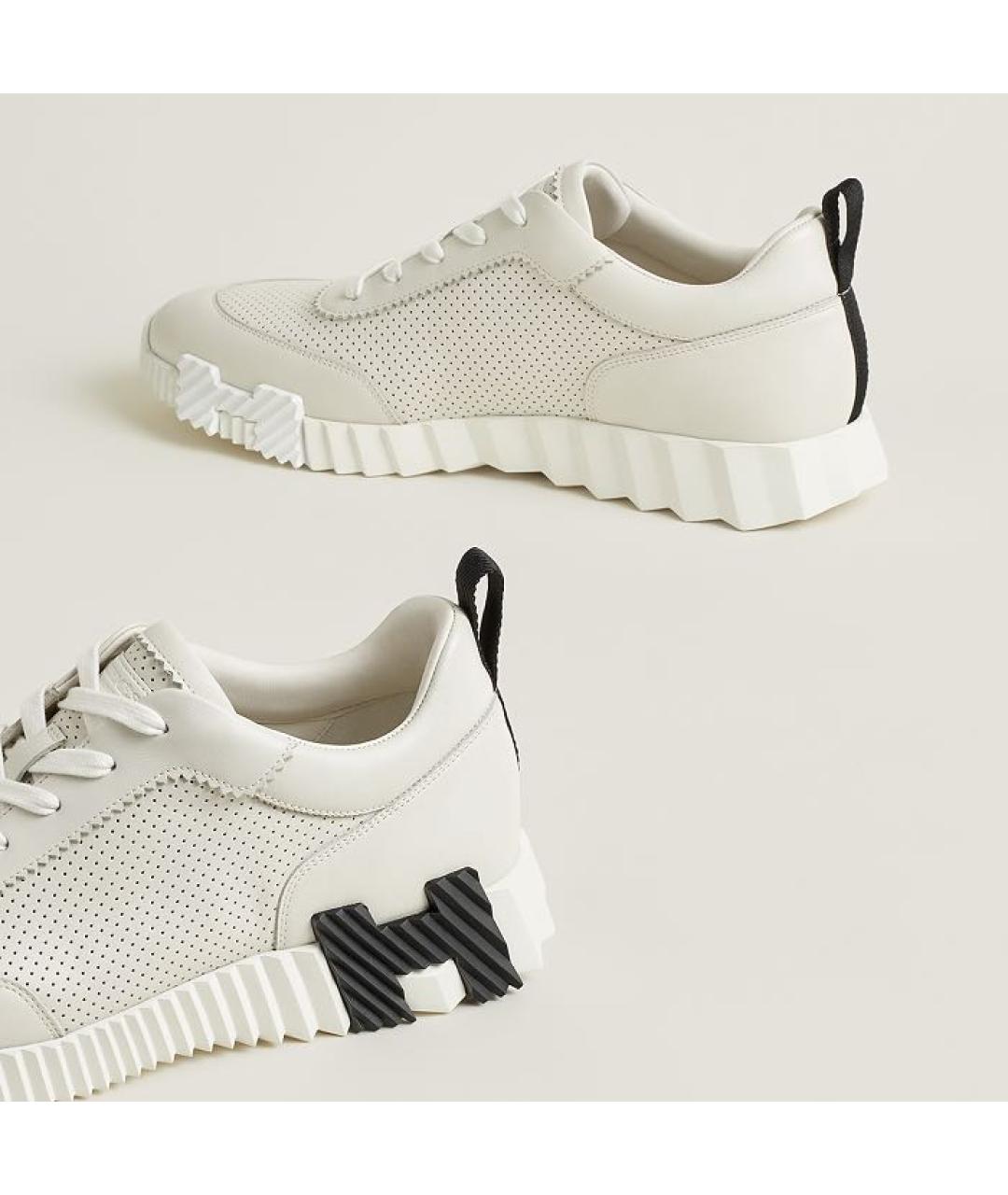 HERMES Бежевые кожаные низкие кроссовки / кеды, фото 5