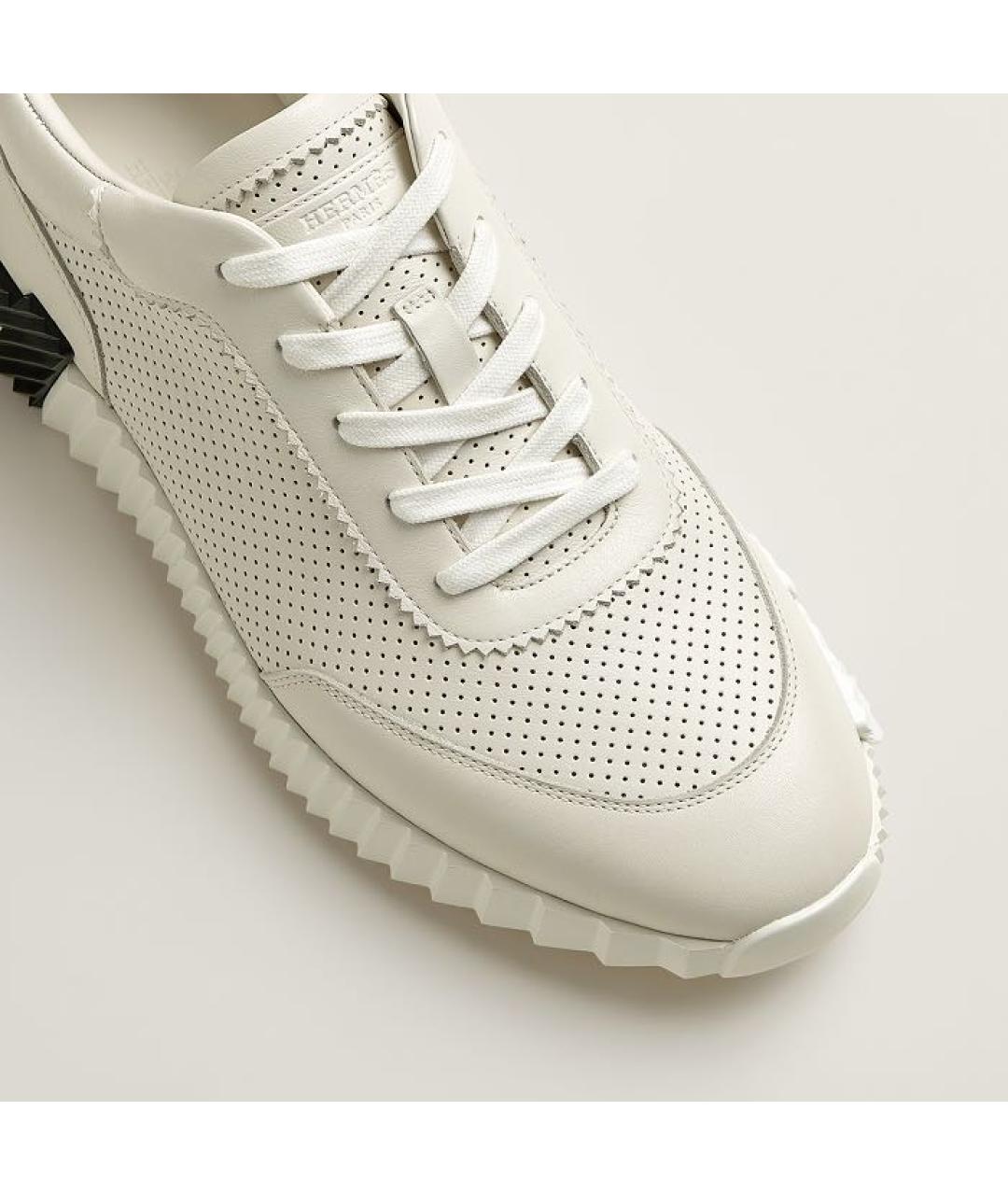 HERMES Бежевые кожаные низкие кроссовки / кеды, фото 6