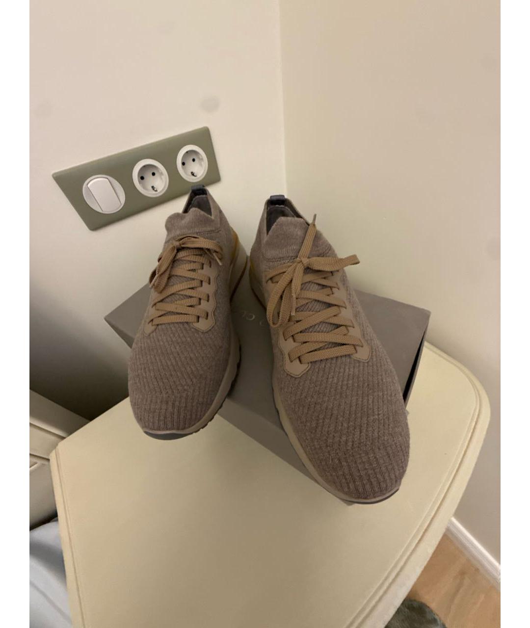 BRUNELLO CUCINELLI Серые текстильные низкие кроссовки / кеды, фото 2
