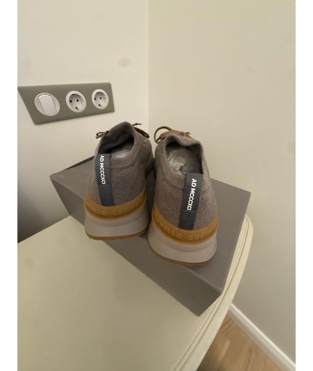 BRUNELLO CUCINELLI Серые текстильные низкие кроссовки / кеды, фото 3