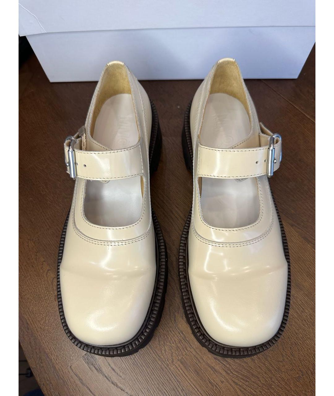 MAISON MARGIELA Бежевые кожаные туфли, фото 2