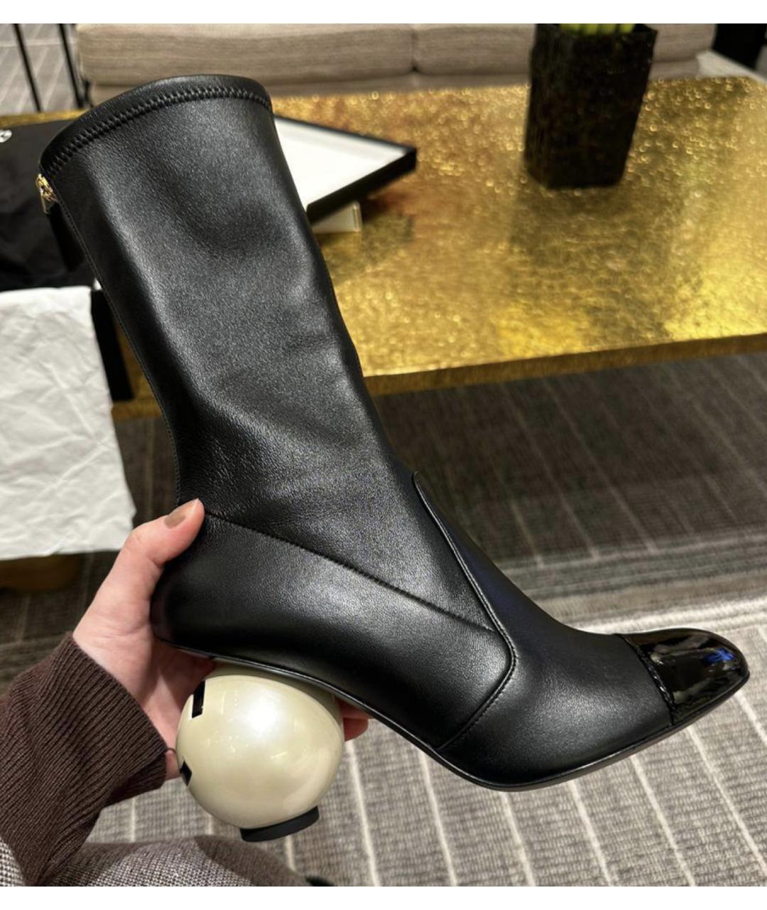 CHANEL Черные кожаные полусапоги, фото 2