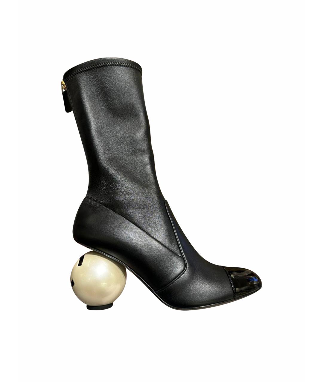 CHANEL Черные кожаные полусапоги, фото 1