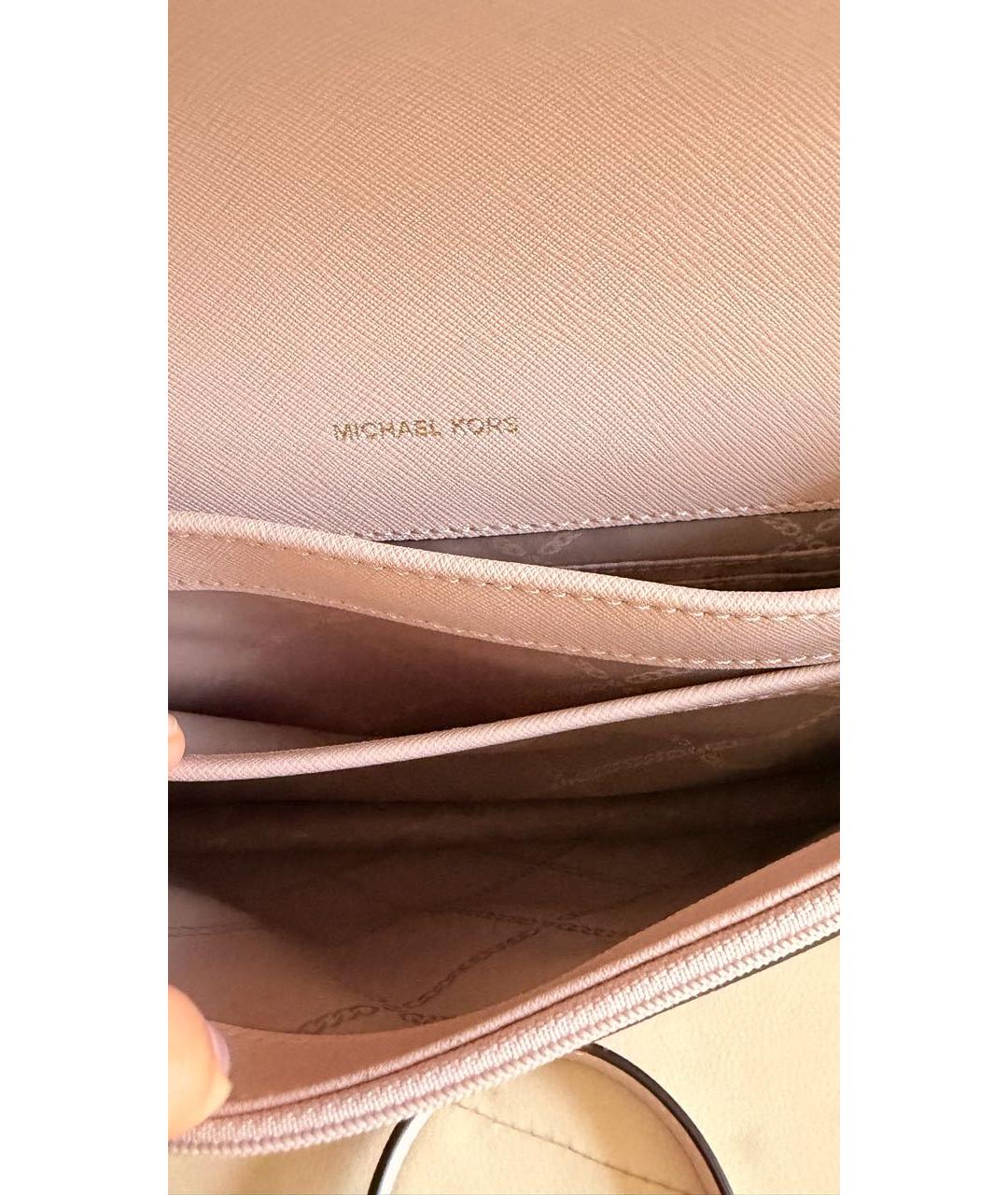 MICHAEL KORS Розовая кожаная сумка через плечо, фото 7