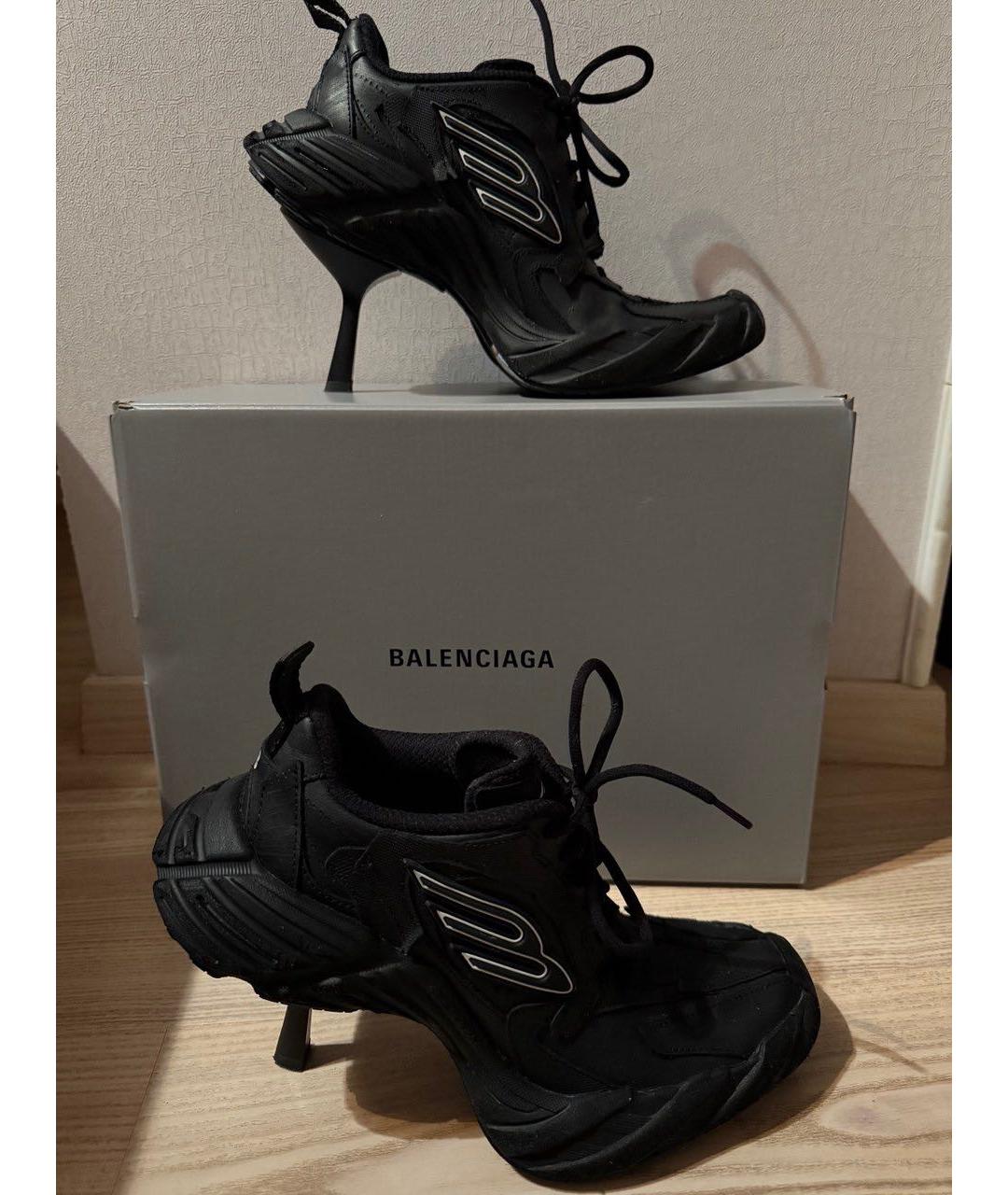 BALENCIAGA Черные кожаные кроссовки, фото 4