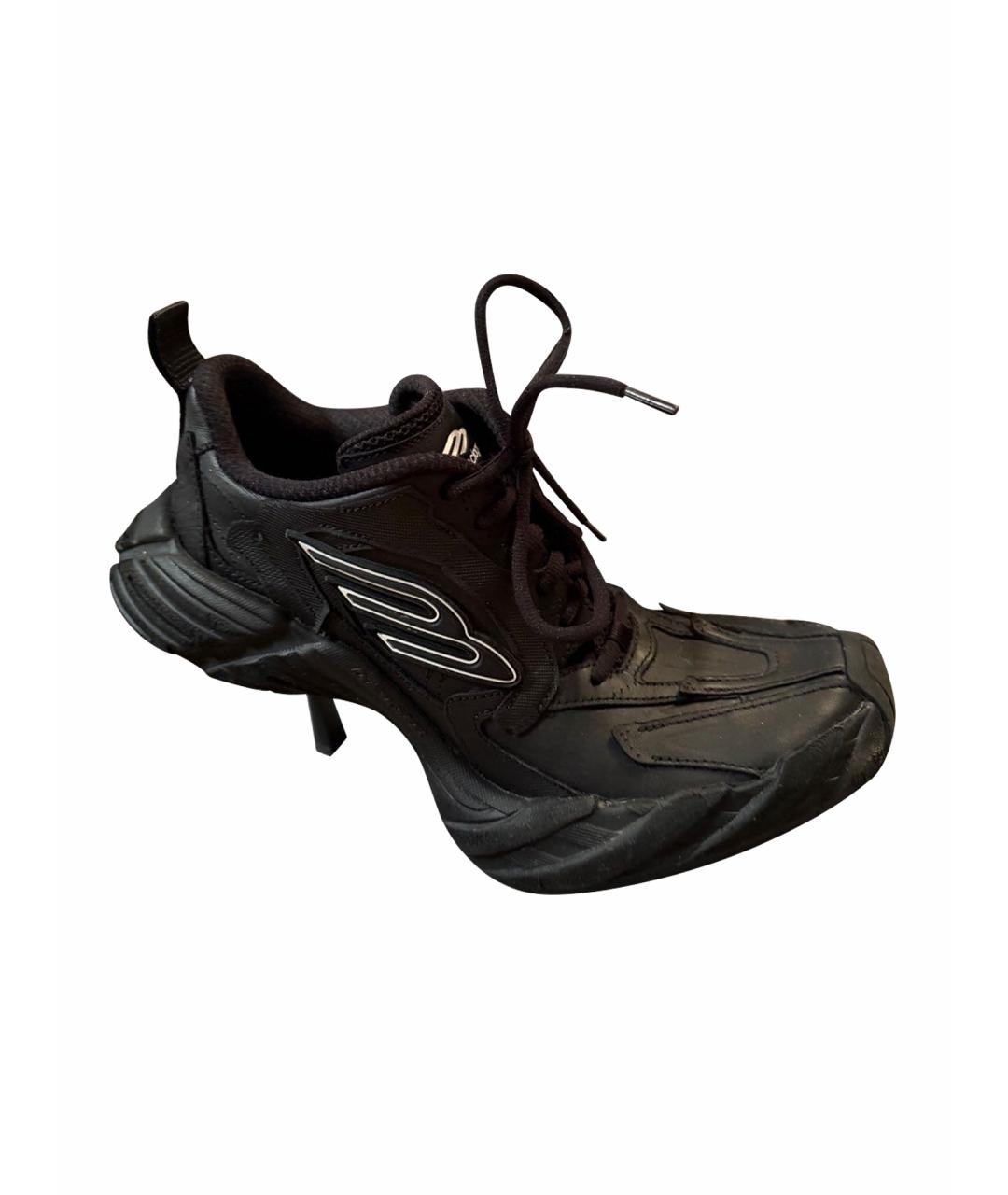 BALENCIAGA Черные кожаные кроссовки, фото 1