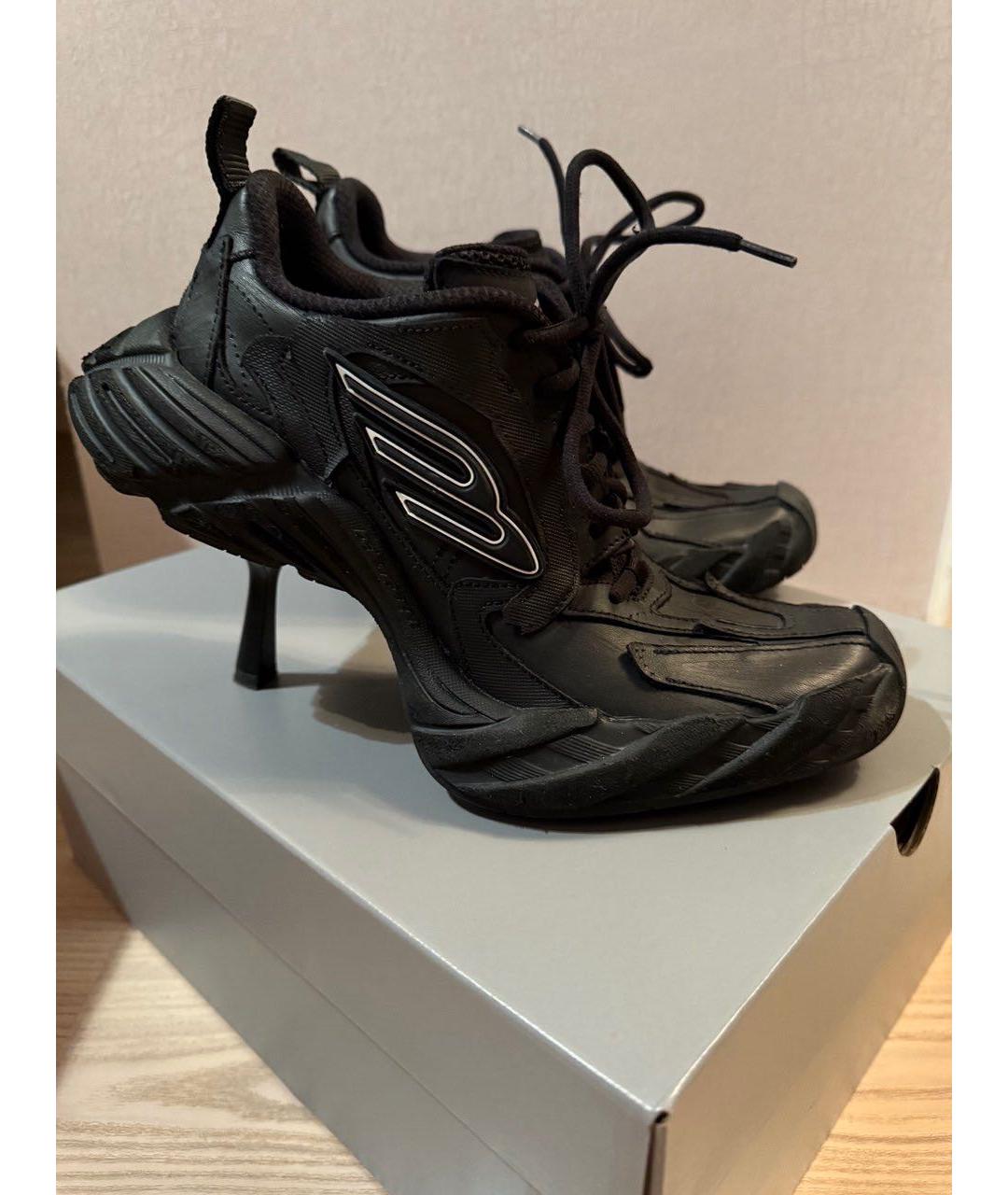 BALENCIAGA Черные кожаные кроссовки, фото 2