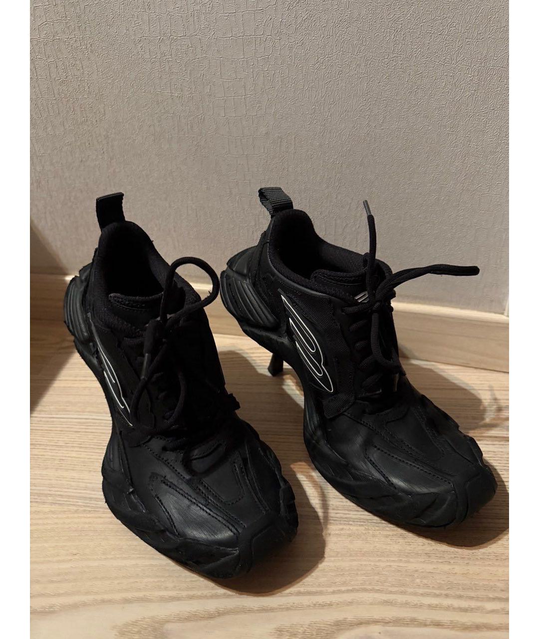 BALENCIAGA Черные кожаные кроссовки, фото 3