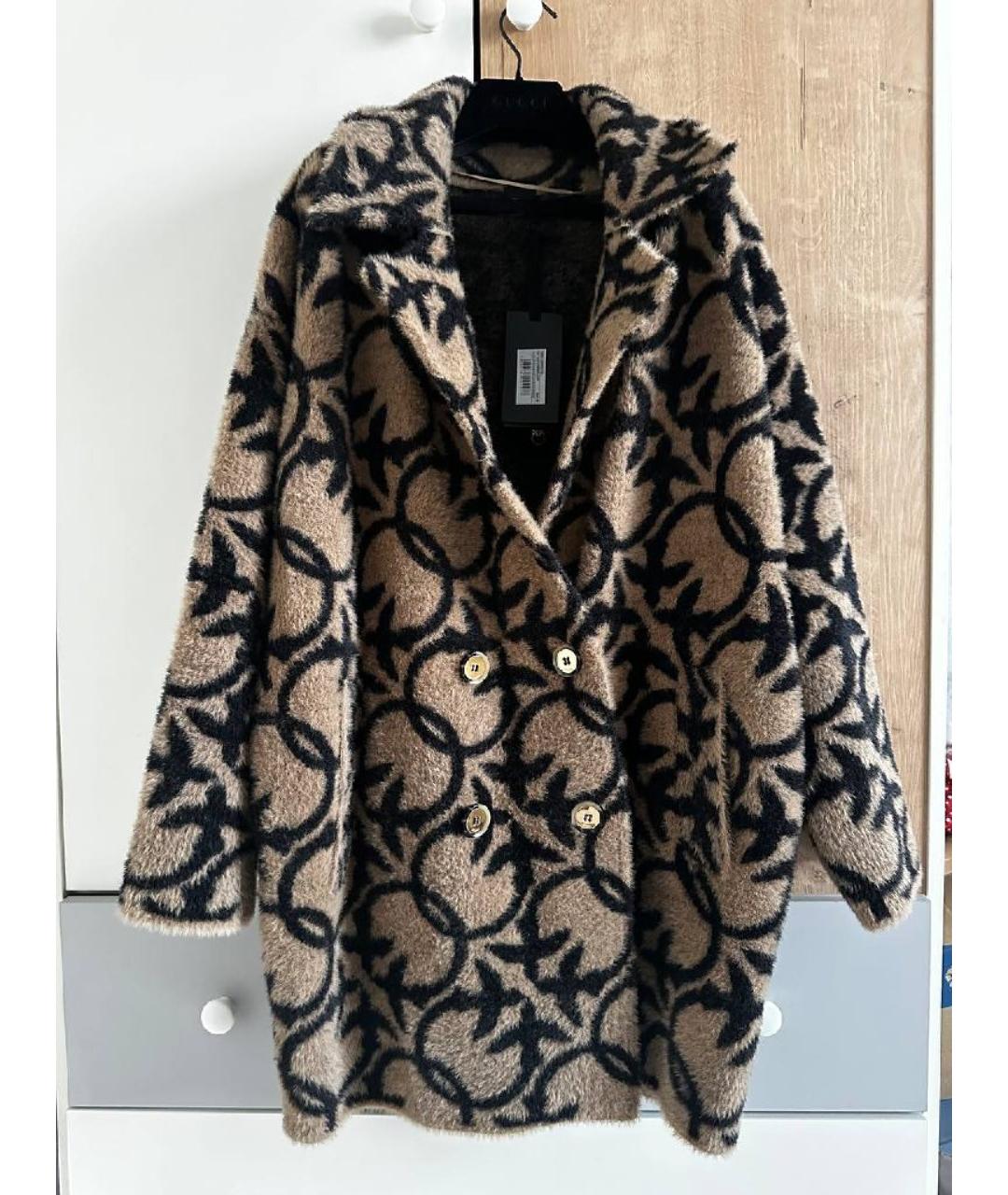 PINKO Коричневое полиамидовое пальто, фото 2