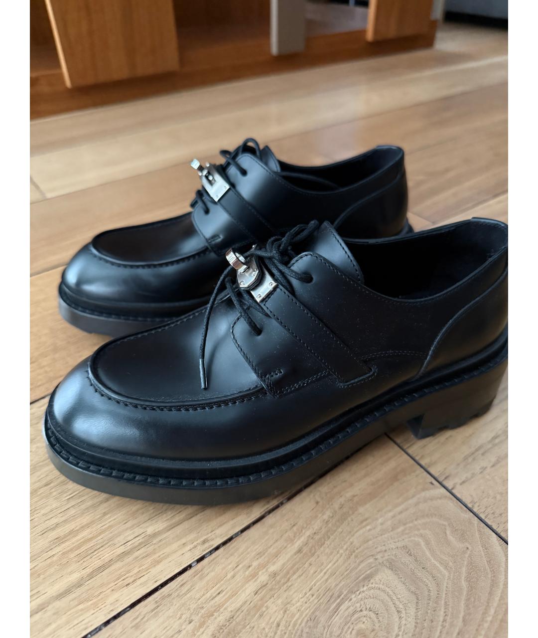 HERMES Черные кожаные ботинки, фото 4