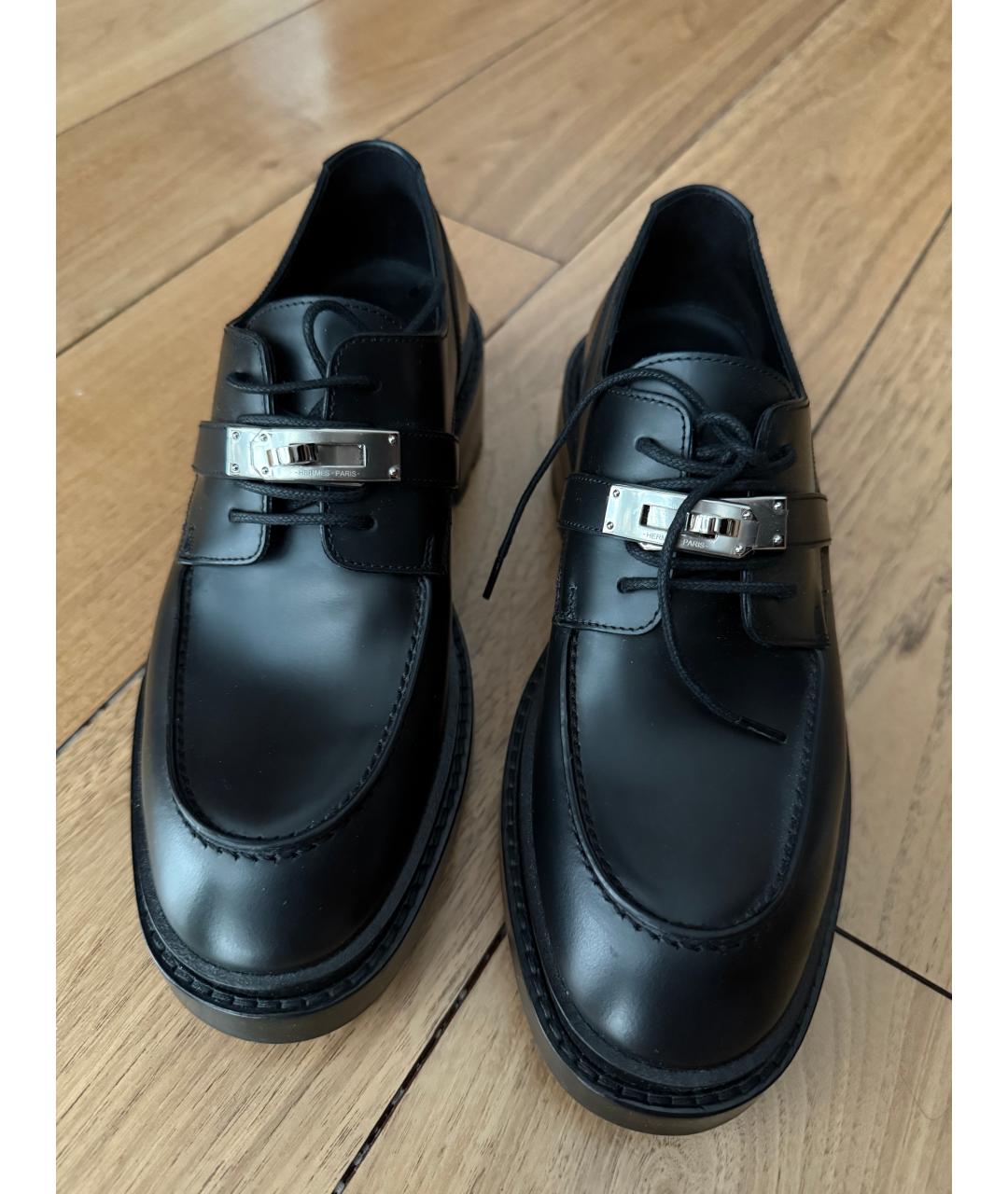 HERMES Черные кожаные ботинки, фото 2