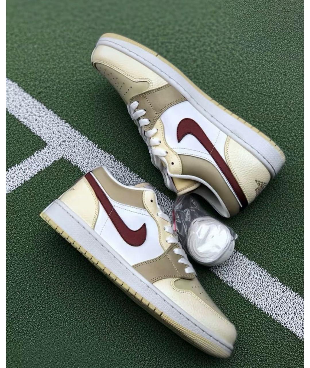 JORDAN Бежевые кожаные кроссовки, фото 6