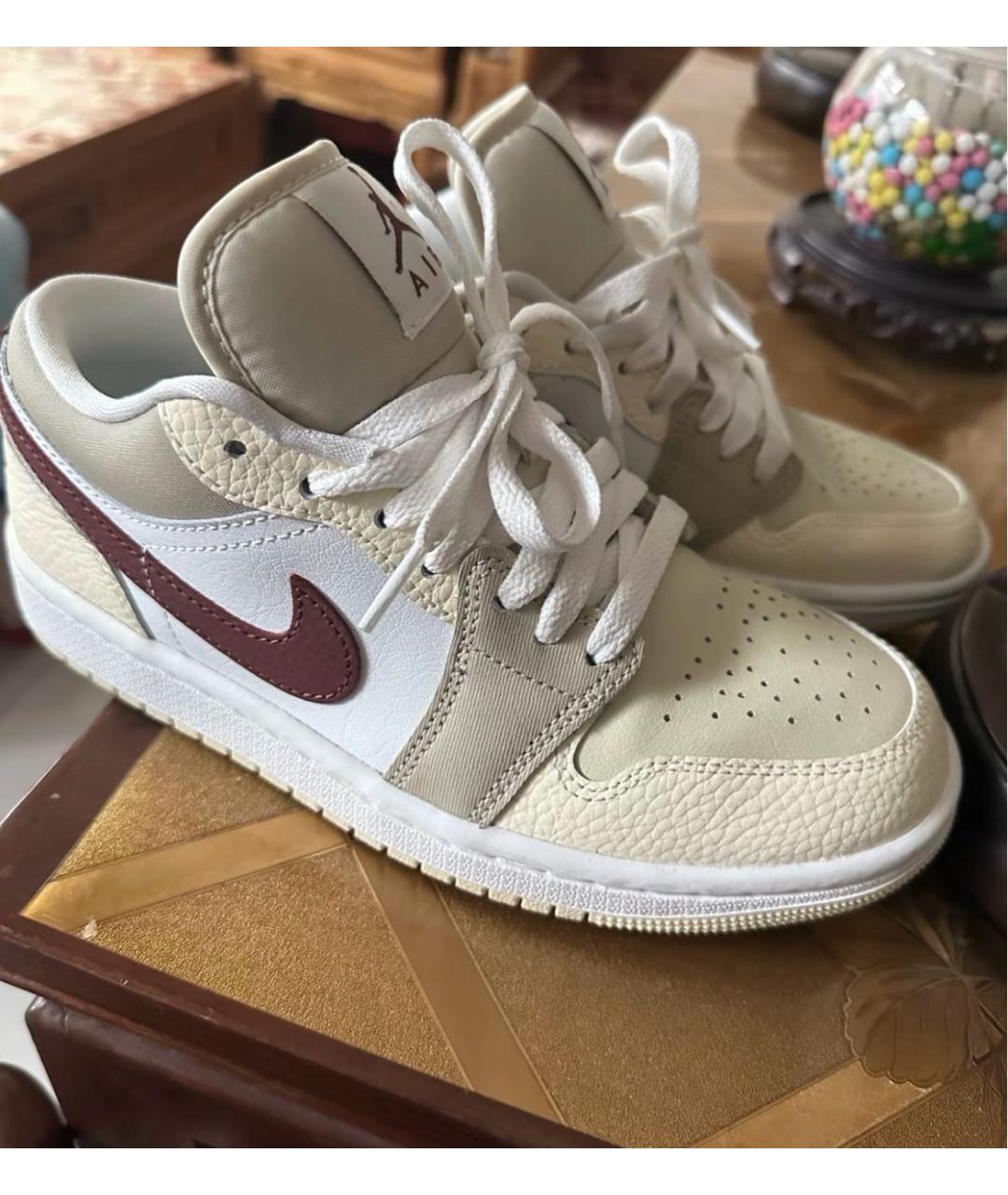 JORDAN Бежевые кожаные кроссовки, фото 7