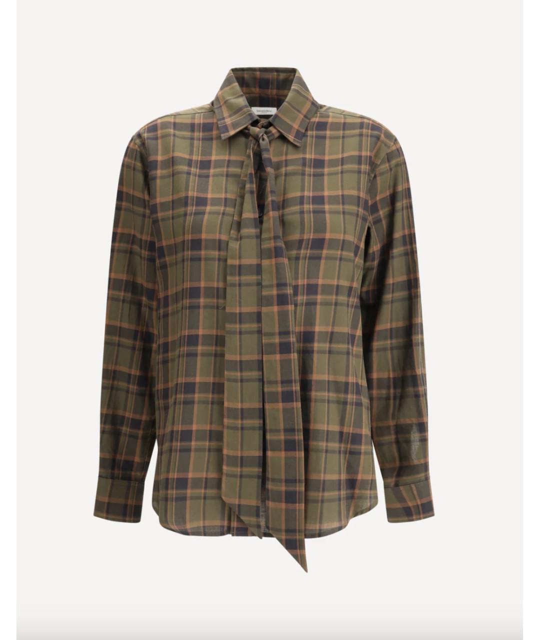 SAINT LAURENT Хаки хлопковая блузы, фото 4