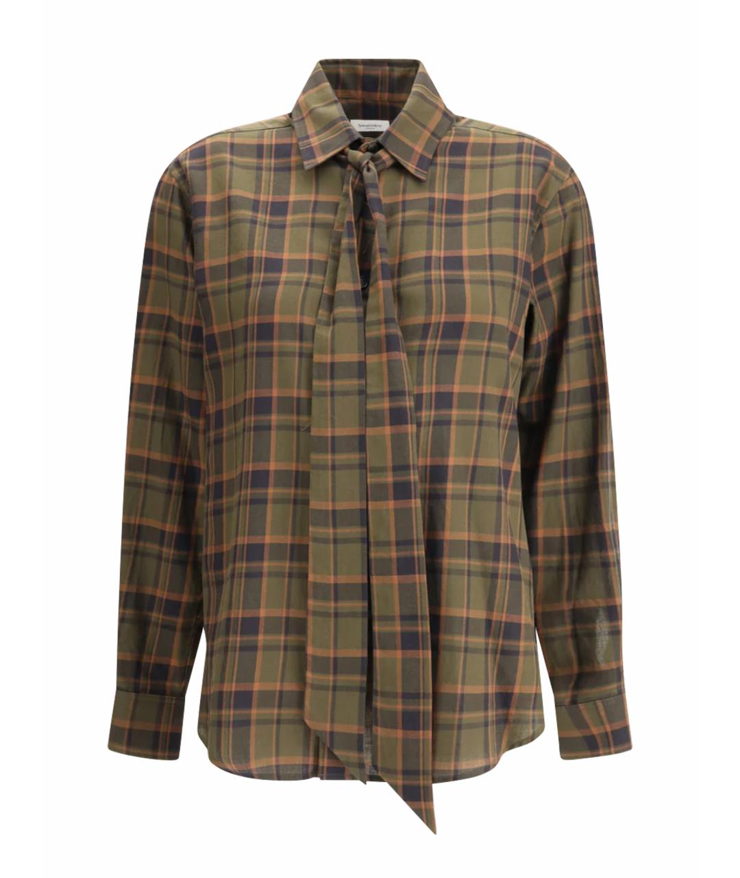 SAINT LAURENT Хаки хлопковая блузы, фото 1