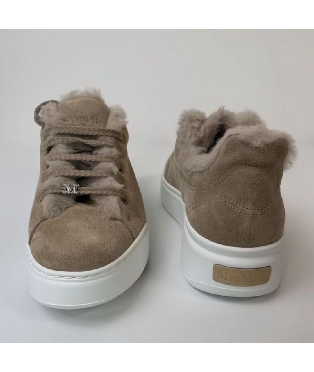 MAX MARA Бежевые замшевые кеды, фото 4