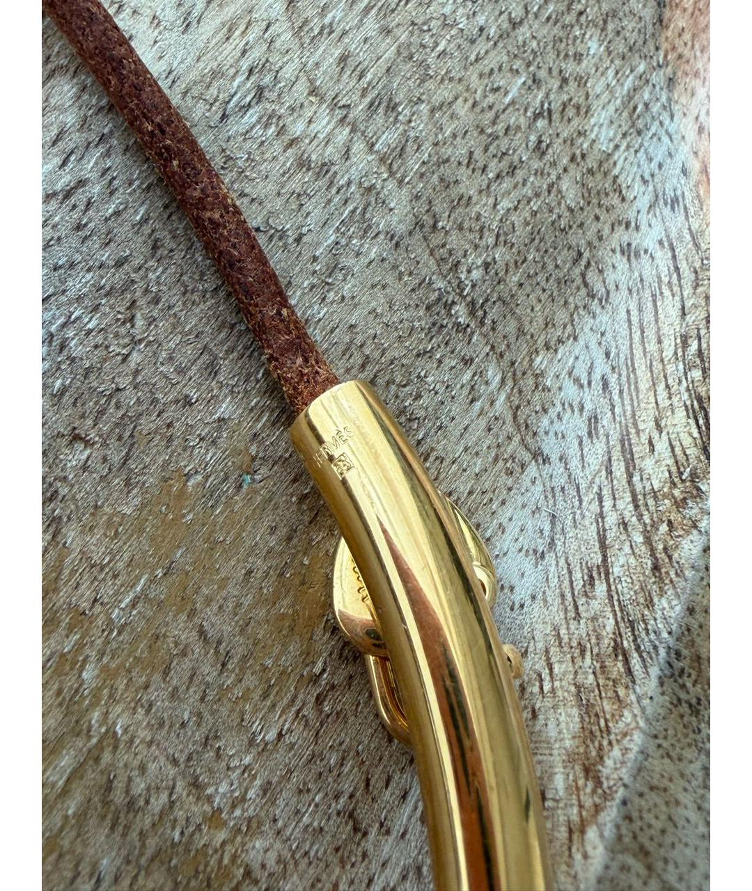 HERMES Золотой кожаный чокер, фото 4