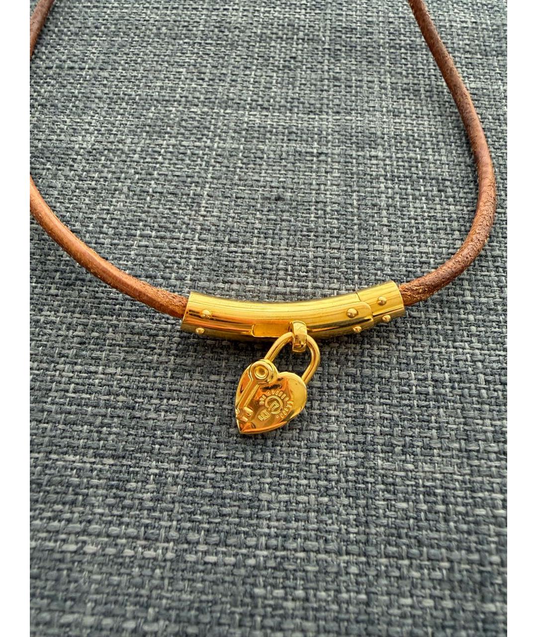 HERMES Золотой кожаный чокер, фото 2