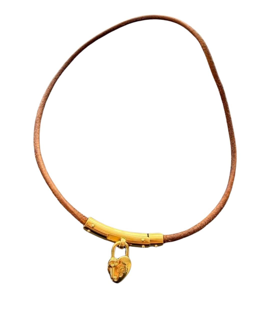 HERMES Золотой кожаный чокер, фото 1
