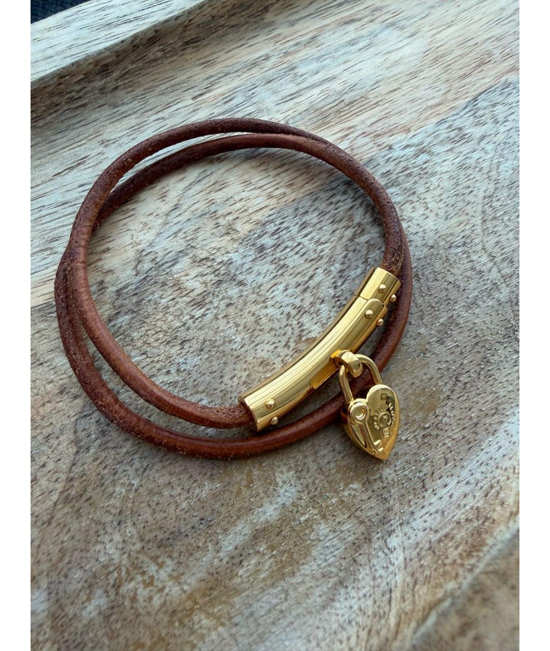 HERMES Золотой кожаный чокер, фото 3