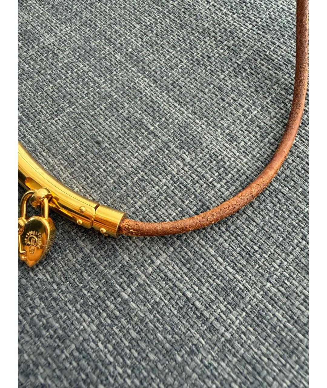 HERMES Золотой кожаный чокер, фото 6