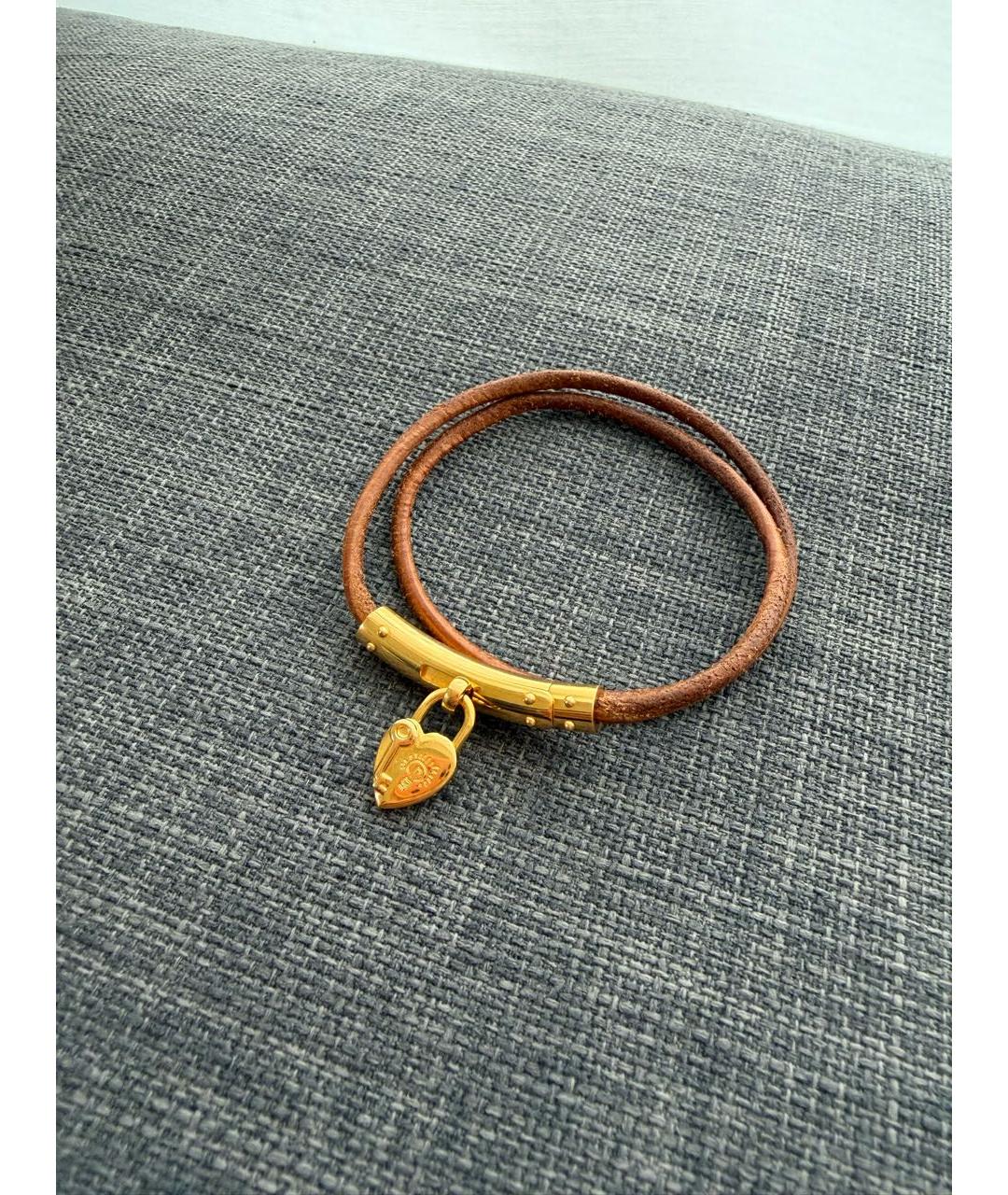 HERMES Золотой кожаный чокер, фото 8