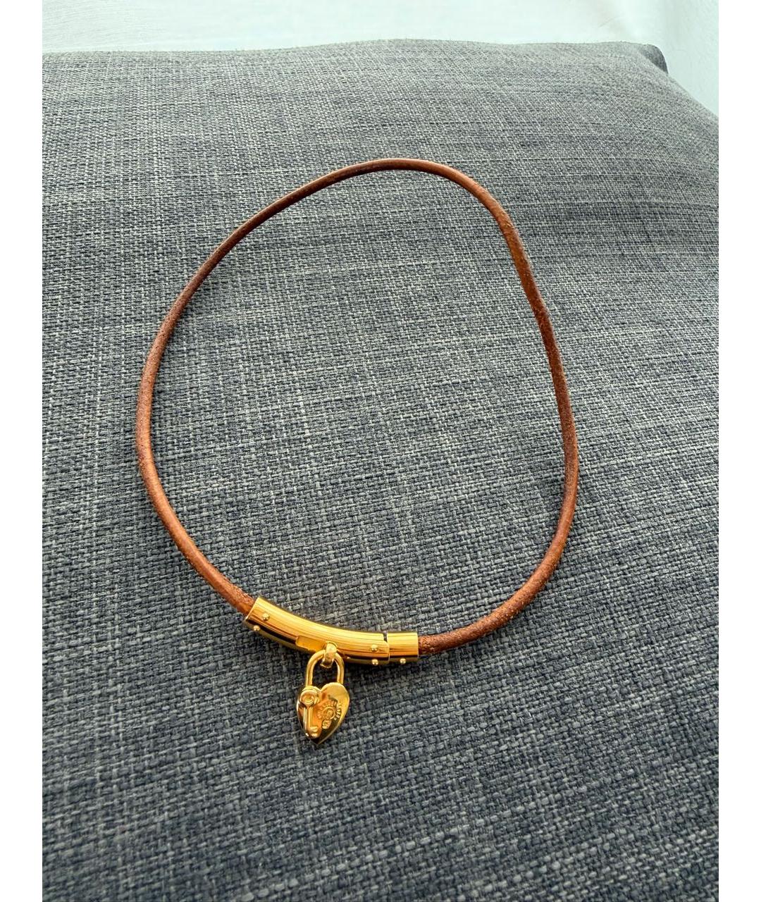 HERMES Золотой кожаный чокер, фото 9