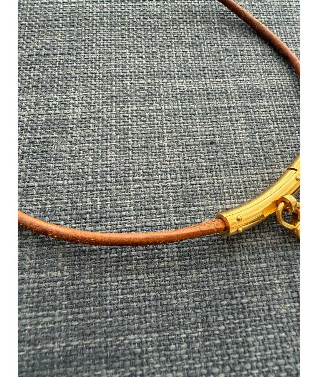 HERMES Золотой кожаный чокер, фото 7